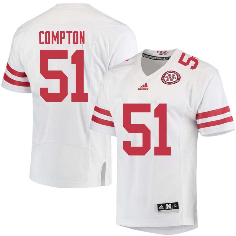 Men #51 Will Compton Nebraska Cornhuskers College Football Jerseys Sale-White - Click Image to Close